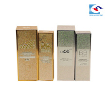 oro brillo estampado caja de papel cosmético para crema BB